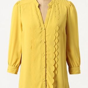 Anthropologie meadow rue scalloped mustard top